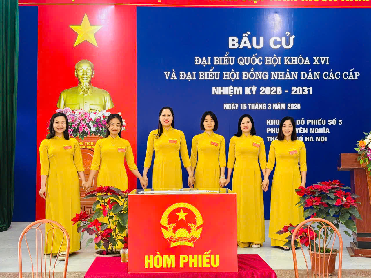 CÁN BỘ, GIÁO VIÊN TRƯỜNG MẦM NON YÊN NGHĨA I TÍCH CỰC THAM GIA CÔNG TÁC BẦU CỬ QUỐC HỘI KHÓA XVI VÀ ĐẠI BIỂU HỘI ĐỒNG NHÂN DÂN CÁC CẤP NHIỆM KỲ 2026 – 2031